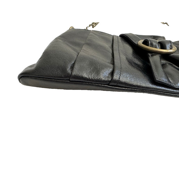 Hobo International Shoulder Bag Clutch Black Leather Detachable Chain Strap - Picture 14 of 15